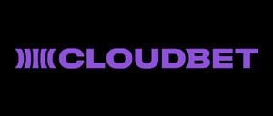 Official Cloudbet crypto sportsbook and casino logo featuring purple soundwave emblem and 'CLOUDBET' text on black background